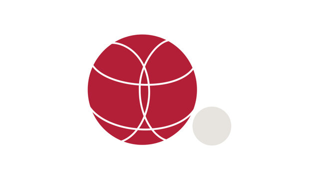 Bocce ball set vector icon illustration, competitive lawn game equipment hand-drawn minimalist outline, scalable sports graphic for outdoor recreation and traditional boules tournament design.