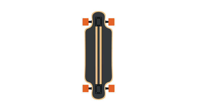 Professional longboard vector icon and hand-drawn illustration for urban skating lifestyle, scalable minimalist outline graphic representing outdoor sports, freedom, and extreme activity.