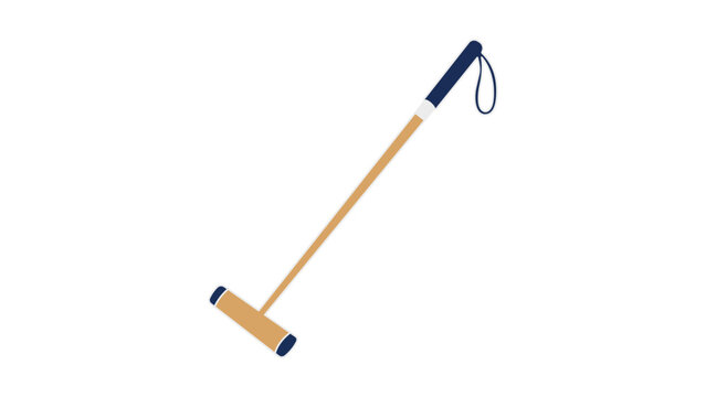 Polo mallet vector icon with editable stroke. Hand-drawn minimalist illustration of a polo stick for equestrian sports. Customizable line weight for professional graphic design and branding.