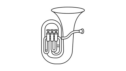 Minimalist tuba vector icon featuring an editable stroke design for musical instrument branding, orchestra performance themes, and jazz band graphics in a clean hand-drawn illustration style. © Rabia