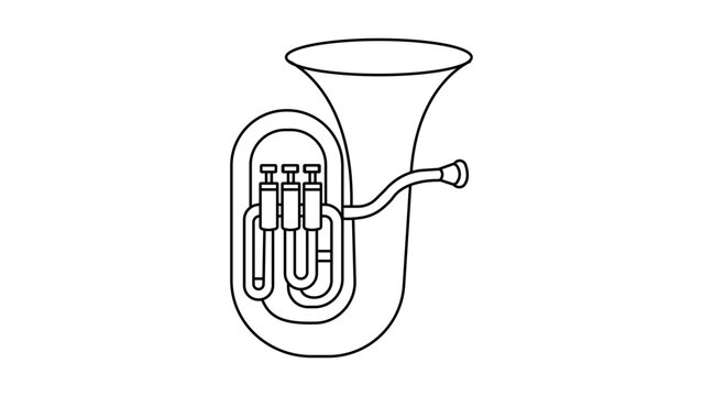 Minimalist tuba vector icon featuring an editable stroke design for musical instrument branding, orchestra performance themes, and jazz band graphics in a clean hand-drawn illustration style.