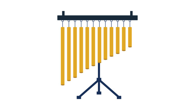 Tubular bell vector icon representing melodic percussion chimes for musical orchestra arrangements, symphonic band branding, and concert performance themes in a clean minimalist illustration.