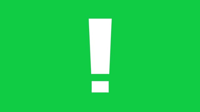 White Exclamation Mark Zoom In and Bounce Animation on Black Background