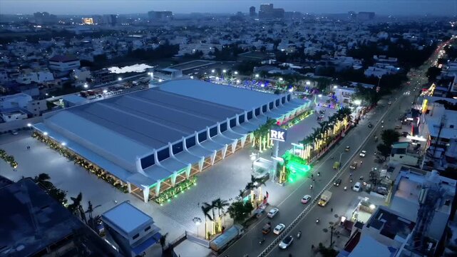Aerial Night View of RK Convention Center Chennai Tamil Nadu India