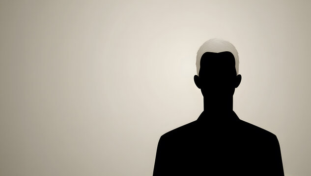 Faceless male silhouette on neutral background,symbolizing loss of identity,social invisibility,emotional silence,psychological detachment,concept of depersonalization,copy space,necessary assistance