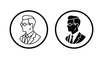 Businessman profile portrait in circle line art and silhouette © Jannatul Mawa