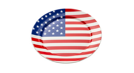 Fototapeta premium American independence day plate usa flag design patriotic dinnerware isolated on transparent background