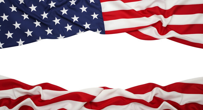 American independence day flag display waving us flag on black background isolated on transparent background