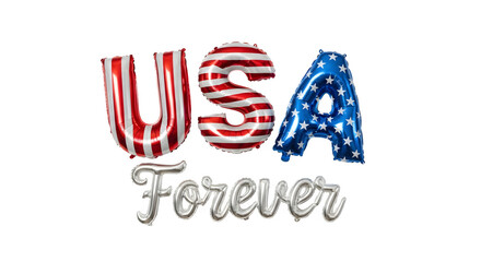 Obraz premium Usa forever patriotic balloons for american independence day celebrations isolated on transparent background