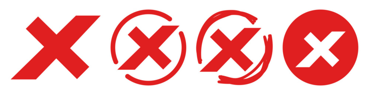 X symbol with line cross mark. Clean symbol on transparent background.