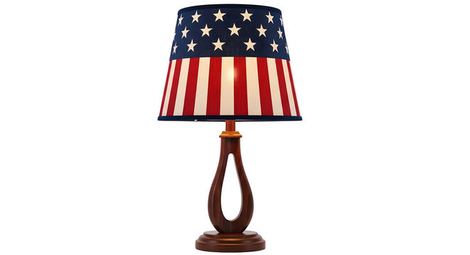 American independence day lamp patriotic table lamp with usa flag lampshade isolated on transparent background