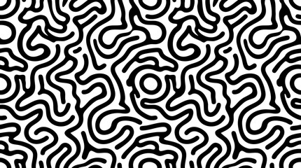 Fototapeta premium Abstract organic lines pattern black and white vector illustration
