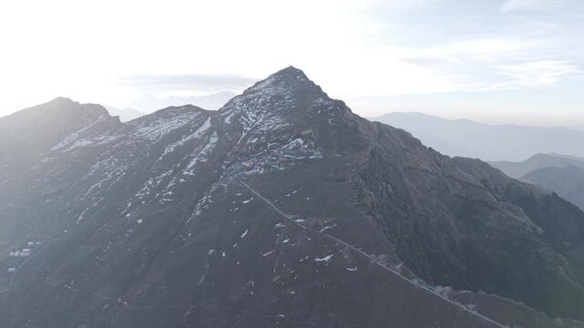 Aerial View of Chandrashila Summit Near Tungnath Uttarakhand India