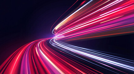 Abstract digital illustration of hyper-speed light trails on a dark background. © Jacqueline
