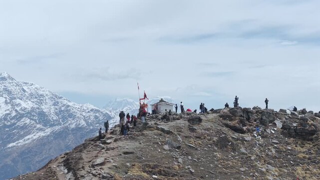 Aerial View of Chandrashila Summit Near Tungnath Uttarakhand India