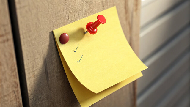 yellow sticky note on a wooden background