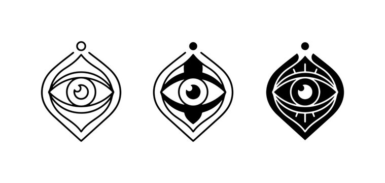Mystical Eye Symbols, Sacred Geometry Icons, Esoteric Vision Graphics, Occult All-Seeing Eye Designs, Spiritual Insight Vector Set