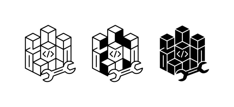 Coding Development Icons, Software Engineering Tools, Programming Building Blocks, Web Development Service, Technology Solutions