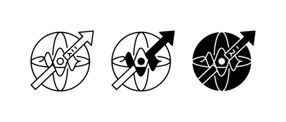 Vector Icons: Atomic Orbit, Global Navigation, and Directional Arrow Set  Scientific Research, Technology, and Data Analysis Concepts © sogir