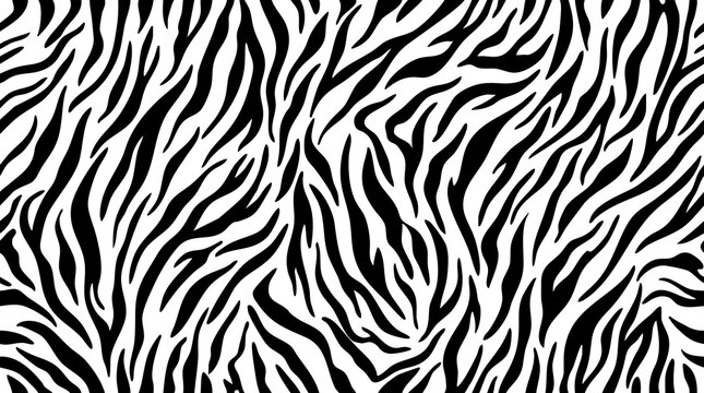 Zebra stripes pattern black and white animal print vector illustration