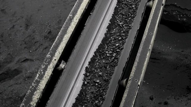 mining coal conveyor belt machine loading coal mine 4k HD