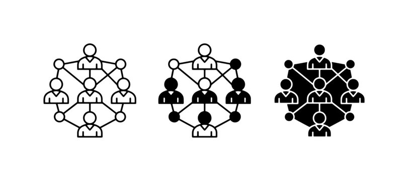 Network Icons, Team Structure Diagrams, Social Connection Graphics, Organizational Charts, People Grouping Symbols, Business Hierarchy Visuals
