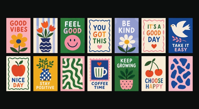 Retro Positive Affirmation & Motivational Aesthetic Card Set