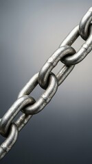 Fototapeta premium Close-up of Metal Chain Links Metal Links Close-Up Industrial Strength Connection Background. Concept featuring metal, links, close-up, industrial, strength for professional commercial design.