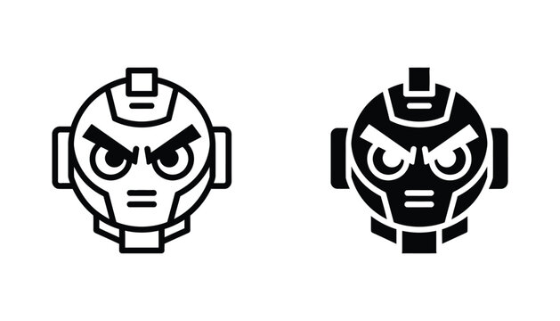 Fierce robot head icon with angry expression