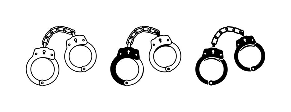 Handcuffs Vector Icons, Restraint Symbols, Law Enforcement and Justice Graphics, Security and Control Icons