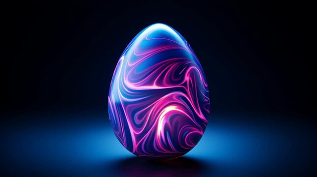 Modern Digital Easter Concept with Luminous Wireframe Egg and Soft Floor Reflection