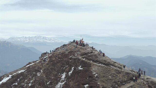 Aerial View of Chandrashila Summit Near Tungnath Uttarakhand India