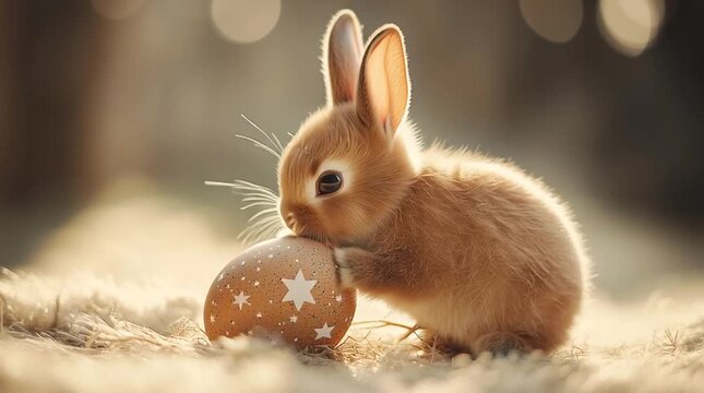Cute Fashionable Bunny Holding an Egg with Sunglasses for Cheerful Spring Celebration Design