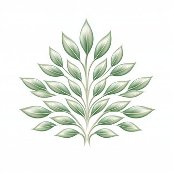 Delicate Green Leaf Arrangement Forming a Balanced Plant Shape for Organic Design Use