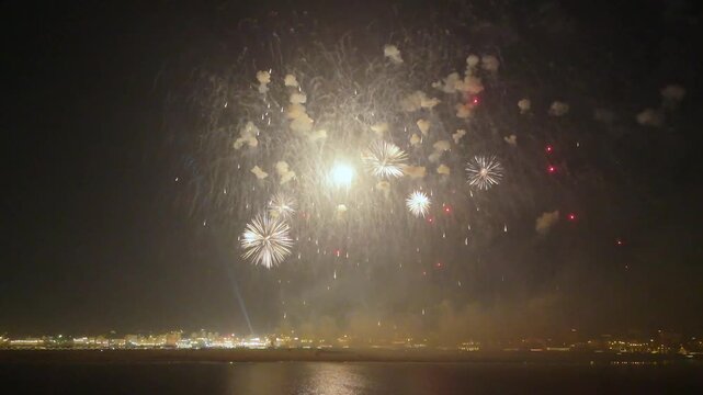 Aerial Fireworks Over Varanasi During Dev Deepawali Festival India