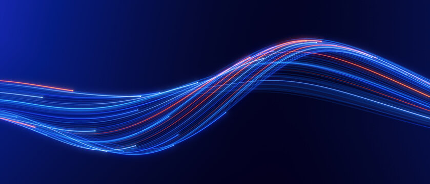 Abstract Technology Background - Big Data, AI, digital stream data lines. 3d illustration