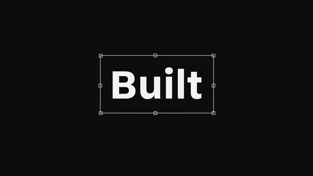 Text selection animation with cursor and pill shape &mdash; Built to Grow kinetic typography motion graphic on black background