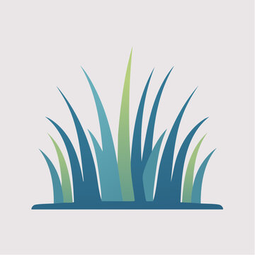 Stylized illustration of green and blue grass blades