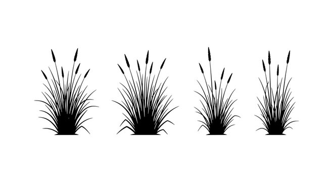 Flower doodle set with stylized black sprouting blooms and light grunge texture for garden, spring and creative design use