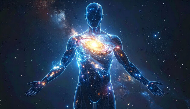 Cosmic Human Galaxy Energy Illustration
