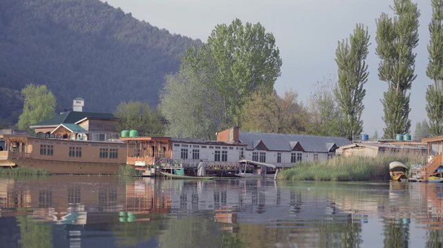 A Shot of Shikara Boats on Dal Lake Srinagar, Kashmir, India