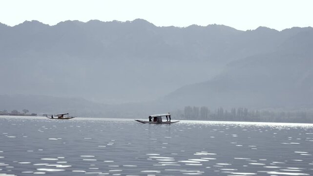 A Shot of Shikara Boats on Dal Lake Srinagar, Kashmir, India