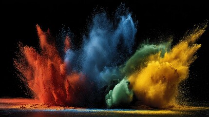Naklejka premium Dynamic color spray in vivid hues captured with fast shutter