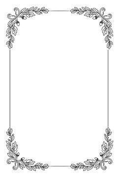 This stunning leafy border design incorporates intricate foliage and acorns, creating a natural and organic feel perfect for frame work in creative projects or invitations.