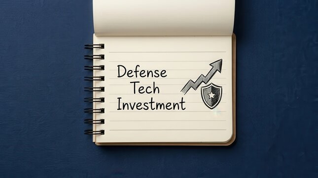 Defense technology investment growth strategy and national security innovation portfolio planning in a notebook.