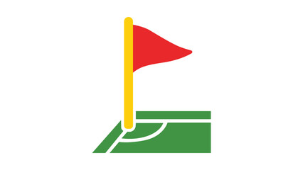 Professional sports corner flag vector icon illustration of a soccer pitch marker featuring a clean hand-drawn minimalist outline design for competition tournament graphics and scalable use. © Mirza