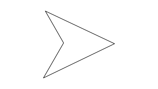 Clean minimalist arrowhead illustration featuring an editable stroke for custom line weight. This hand-drawn vector icon is ideal for historical, archaeological, or primitive tool design themes.
