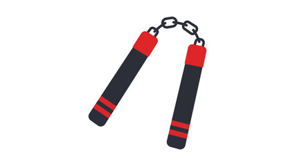 Naklejka premium Professional nunchaku vector icon illustration of classical martial arts weaponry featuring a minimalist design for sports branding, physical training concepts and combat gear presentations.