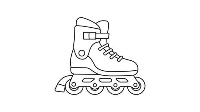 Minimalist inline skate vector icon with editable stroke, perfect for sports branding, fitness apps, and recreational activity illustrations featuring a clean hand-drawn outline and line art style.