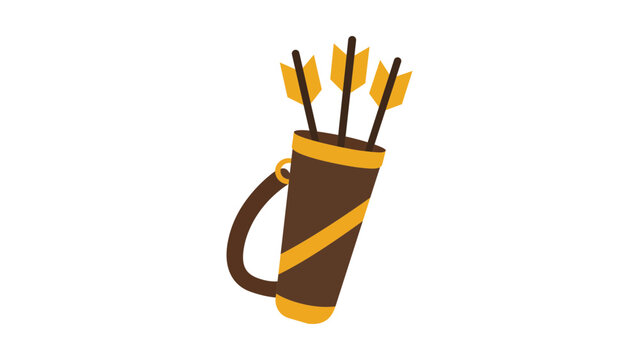 Minimalist archery quiver vector icon featuring a hand-drawn illustration of a traditional arrow container for sports and hunting, isolated on white for clean professional graphic design projects.
